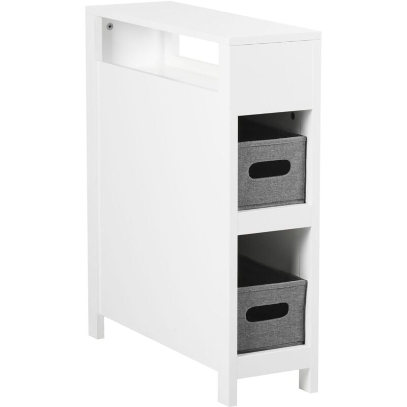 Beliani - Meuble de Salle de Bain Étroit avec Paniers en mdf 20 x 70 cm Rangement Blanc Cachi