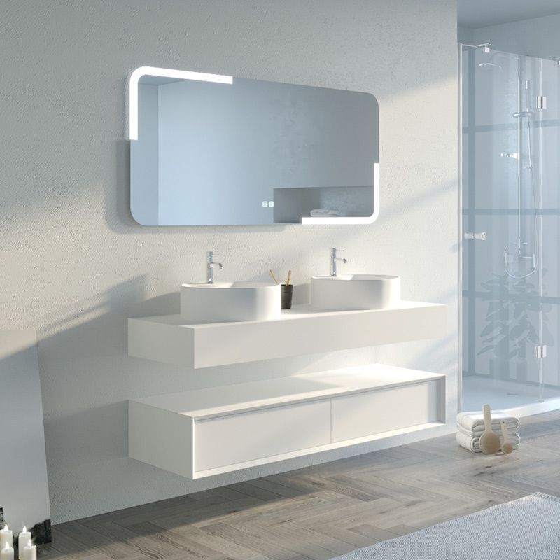 Distribain - Meuble de salle de bain fabriano 1400 blanc mat (sans miroir)