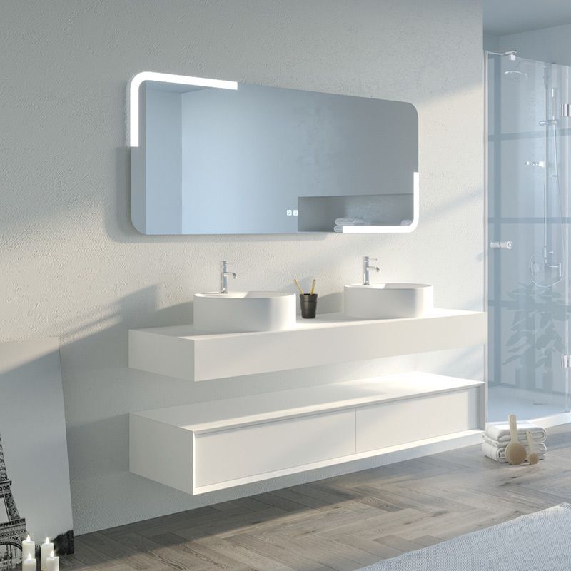Distribain - Meuble de salle de bain fabriano 1600 blanc mat (sans miroir)