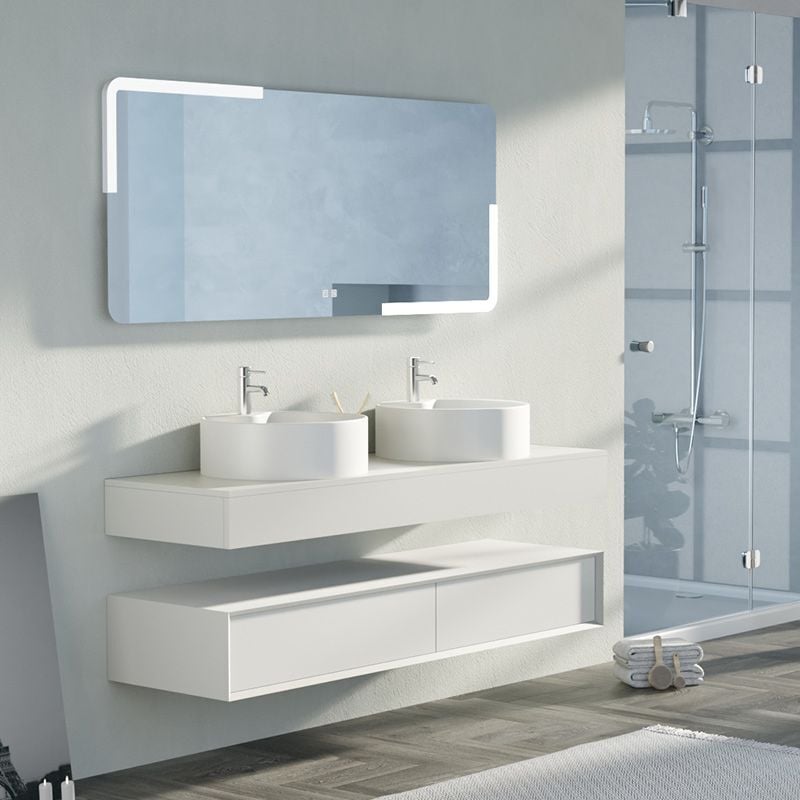 Meuble de salle de bain fabriano 1600 blanc mat