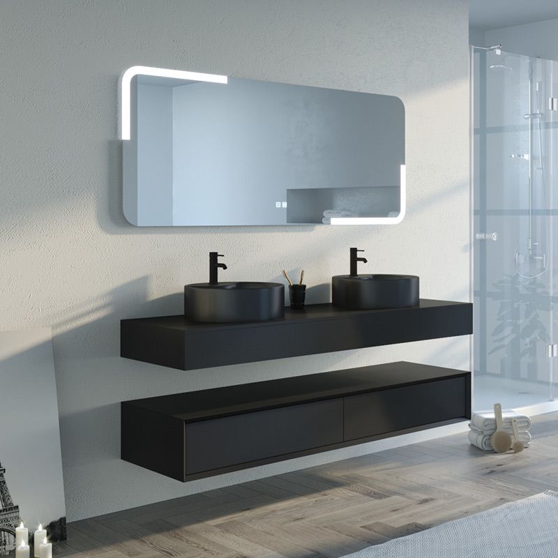 Distribain - Meuble de salle de bain fabriano 1600 Noir mat (sans miroir)