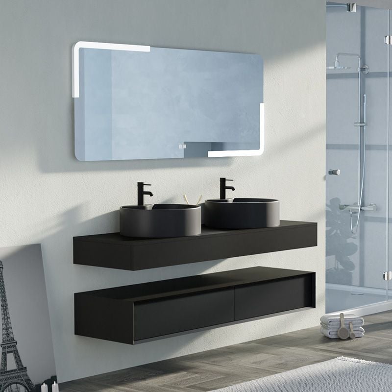 Meuble de salle de bain fabriano 1600 Noir mat