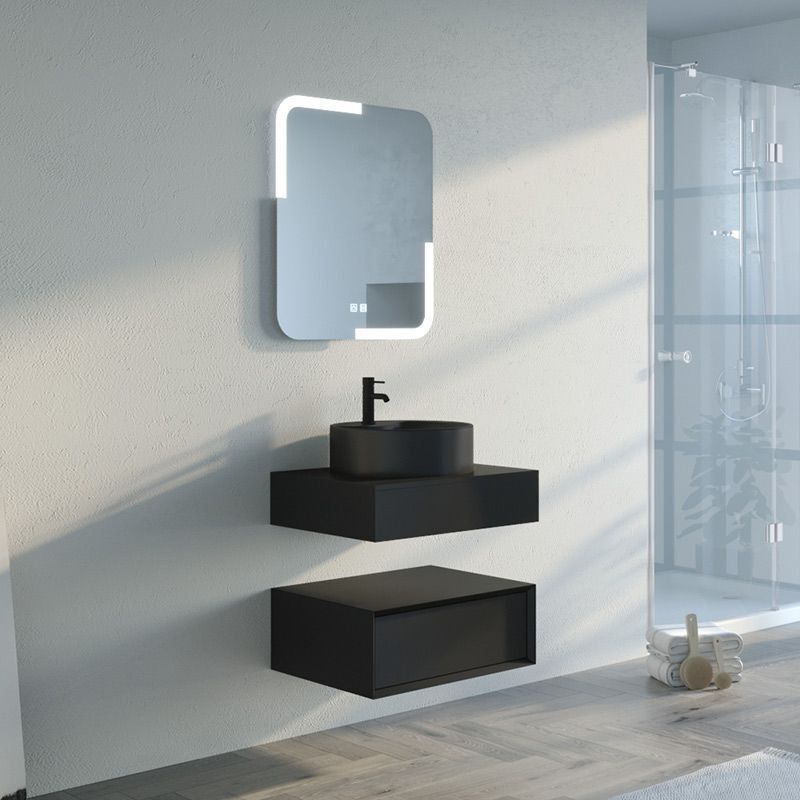 Distribain - Meuble de salle de bain fabriano 600 Noir (sans miroir)