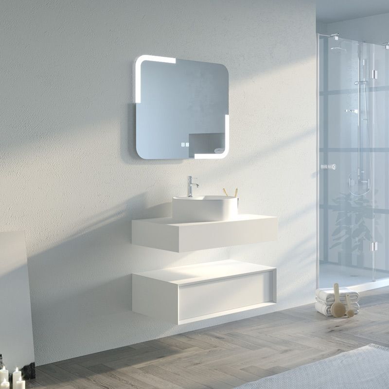 Distribain - Meuble de salle de bain fabriano 800 Blanc mat (sans miroir)