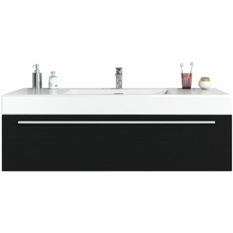 Meuble de salle de bain Garcia 120cm lavabo Chene gris – Armoire de rangement Meuble lavabo - Chene gris