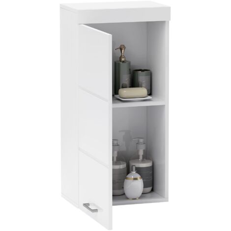 Meuble de salle de bain HOMCOM à deux niveaux, commode de salle de bain, fixation murale, panneaux de particules, MDF, blanc