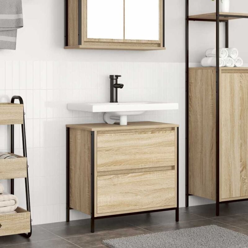 Vidaxl - Meuble de salle de bain lavabo et tiroirs chêne sonoma