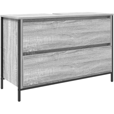 Meuble de salle de bain lavabo tiroirs sonoma gris 90x34,5x60cm CFW34673