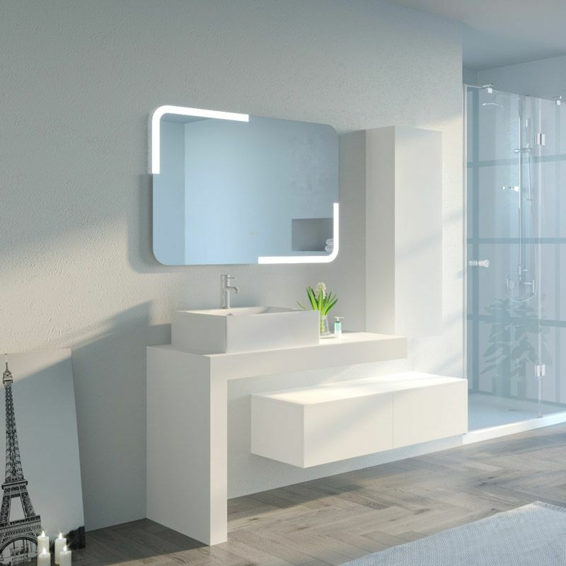 Meuble de salle de bain melizzano 1100 Blanc