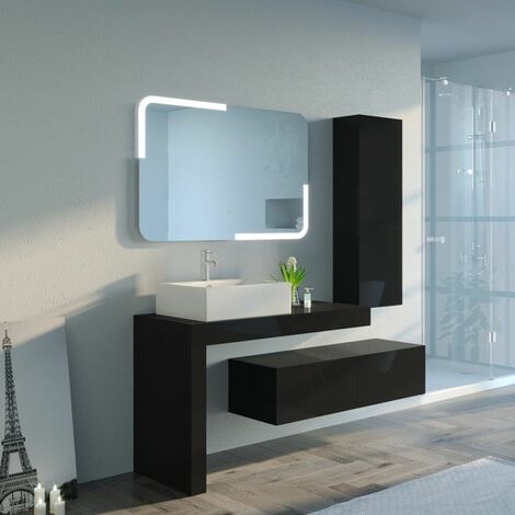 Meuble de salle de bain MELIZZANO 1100 Noir - Noir