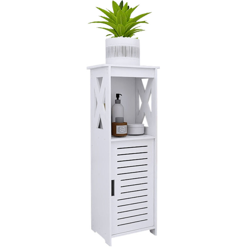 Meuble de salle de bain, meuble bas de salle de bain, étagère murale, étagère de salle de bain avec portes, 26 x 20 x 75 cm, blanc