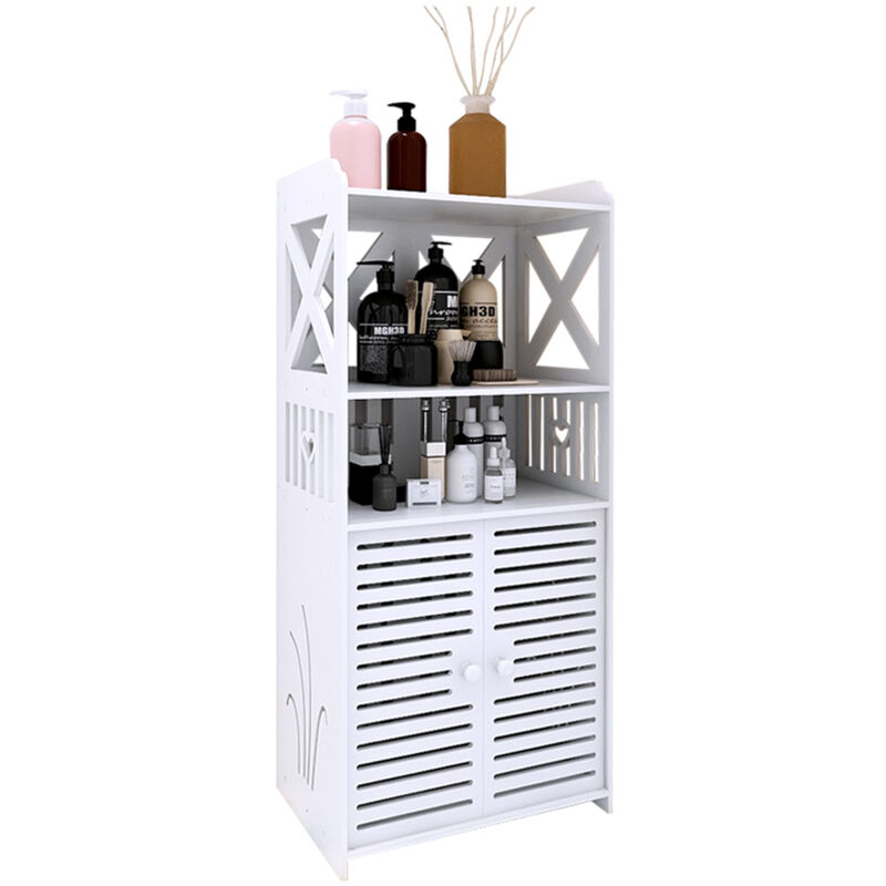 Meuble de salle de bain, meuble bas de salle de bain, étagère murale, étagère de salle de bain avec portes, 40 x 25 x 90 cm, blanc