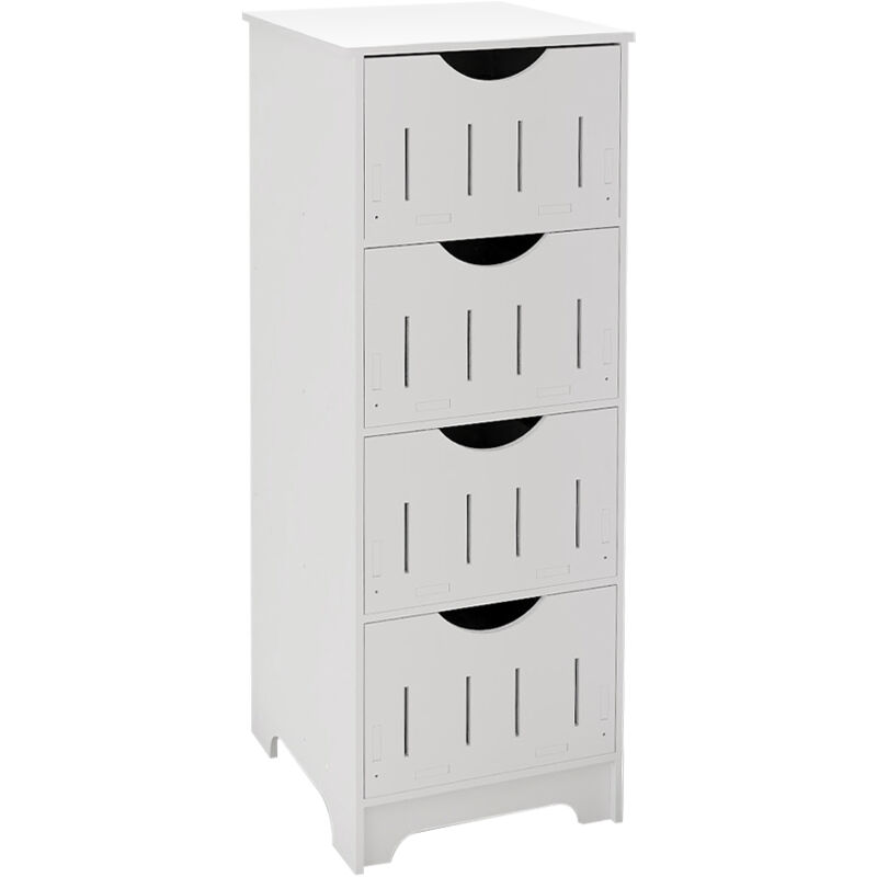 Meuble de Salle de Bain, Meuble de Rangement, Armoire sur Pied, avec 4 Tiroirs, 30 x 30 x 82 cm, pour Salle de Bain, Salon, Salle à Manger, Cuisine,