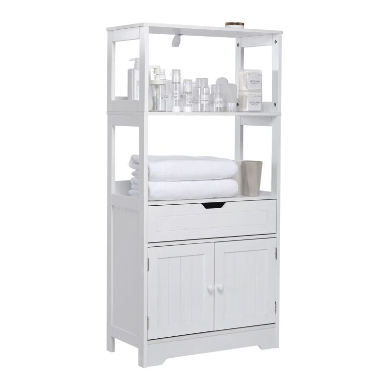 Mondeer - meuble de salle de bain meuble de rangement avec etagères tiroirs et armoire avec la porte pour salle à bain cuisine salon 60 x 30 x 121 cm