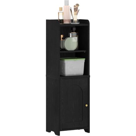 Meuble de Salle de Bain, Meuble de Rangement avec Portes, Armoire d’Angle avec Étagères Réglables, Armoire de Toilette, Noir