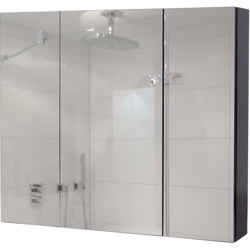 Meuble de salle de bain miroir moderne avec rangements 70 x 80 x 16 cm en contreplaqué blanc 040010332