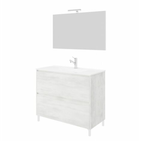 Meuble de salle de bain moderne lavabo 80cm miroir Lisbonne 80 - Blanc