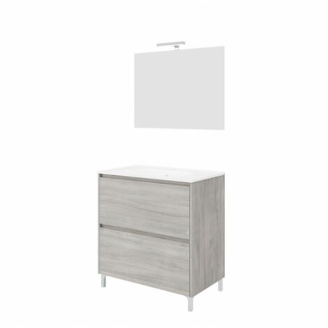 Meuble de salle de bain moderne lavabo 80cm miroir Lisbonne 80 - Gris