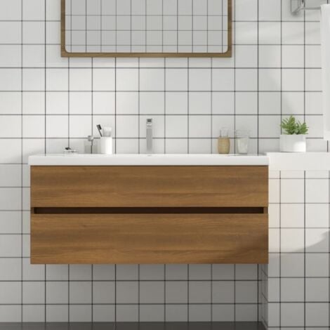 Meuble de salle de bain Moderne - Meuble sous vasque - Chêne marron 100x38,5x45 cm Bois d'ingénierie Chic-617309