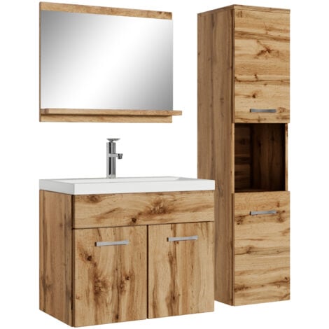 Meuble de salle de bain Montreal 60 cm lavabo Gris brillant - Armoire de rangement Meuble lavabo evier Meubles - Gris brillant
