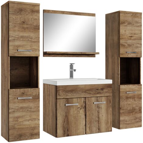 Meuble de salle de bain Montreal xl 60 cm lavabo Blanc brillant - Armoire de rangement Meuble lavabo evier Meubles - Blanc brillant