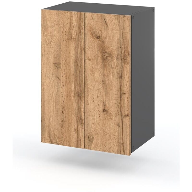 Meuble de Salle de Bain Mural Chêne Gris Wotan 40 CM Colonne de Salle de Bain Murale