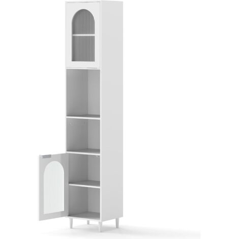 Meuble de salle de bain mural LIFEZEAL, meuble de cuisine mural, meuble suspendu avec porte vitrée, étagère réglable, meuble, blanc, rangement, moderne (Blanc, 35 x 20 x 52,5 cm)