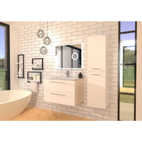 Meuble NEPTUNE 60 - 80 ou 100cm Blanc - Différents miroirs