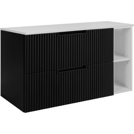 Meuble de salle de bain, noir / blanc, 80 (60 + 20) x 58,6 x 46 cm