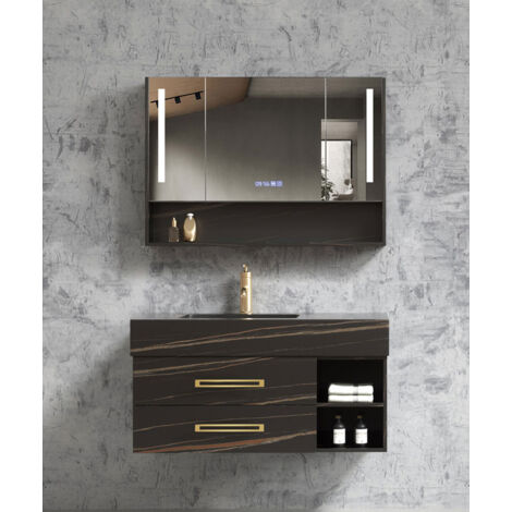 Meuble de salle de bain Noir Jaipur - 90 cm