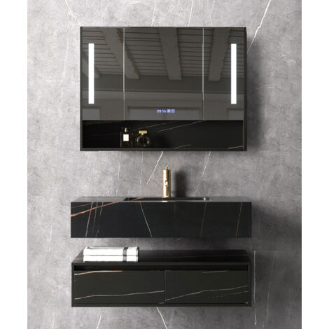 Meuble de salle de bain Noir Madras - 100 cm