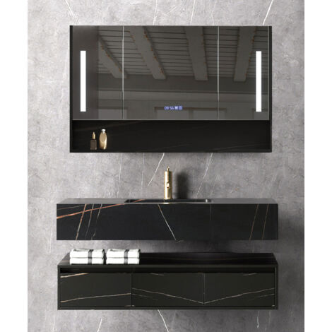 Meuble de salle de bain Noir Madras - 120 cm