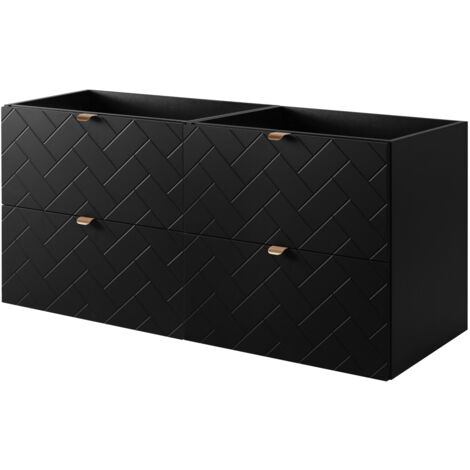 Meuble de salle de bain, Noir Mat, 120 × 57 × 46 cm, poignées dorées