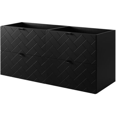 Meuble de salle de bain, Noir Mat, 120 × 57 × 46 cm, poignées noires