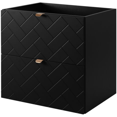 Meuble de salle de bain, Noir Mat, 60 × 57 × 46 cm, poignées dorées