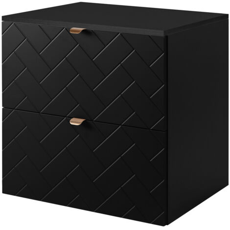 Meuble de salle de bain, Noir Mat, 60 × 57 × 46 cm, poignées dorées