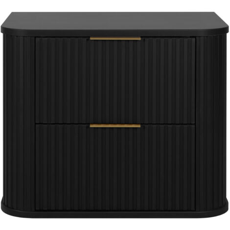 Meuble de salle de bain, Noir Mat, poignée dorée, 41,5 × 60 × 51,7 cm