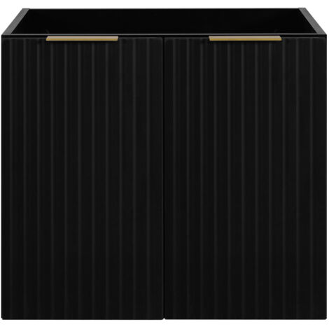 Meuble de salle de bain, Noir + poignée dorée, 60 × 57 × 46 cm