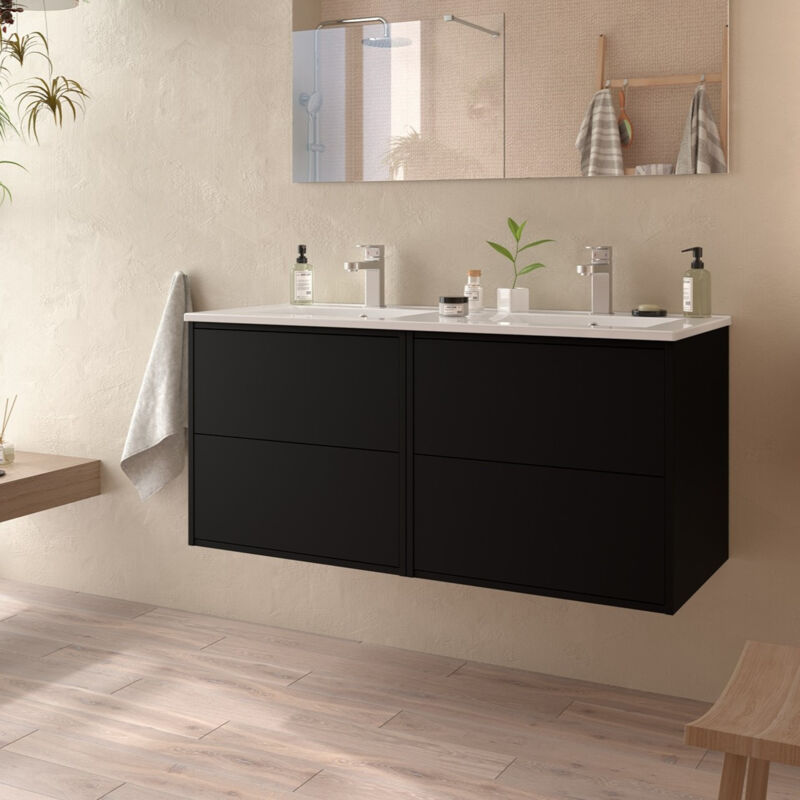 Salgar - Meuble de salle de bain optimus 120 cm Sans miroir - Sans colonne - 120 cm - Noir mat