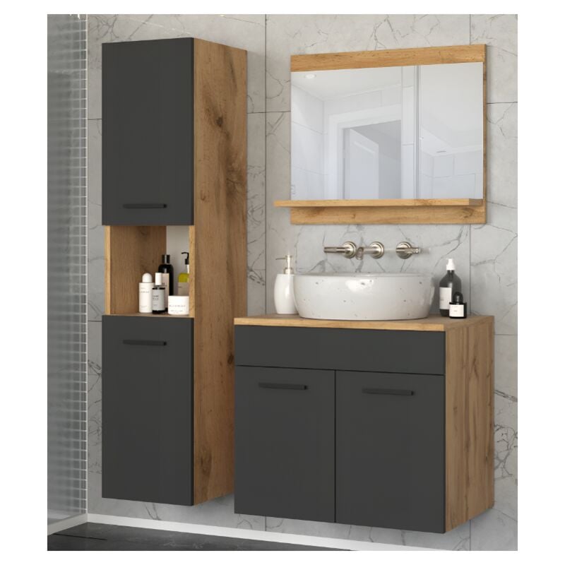 Azura Home Design - Meuble de Salle de Bain Paris Noir- une colonne