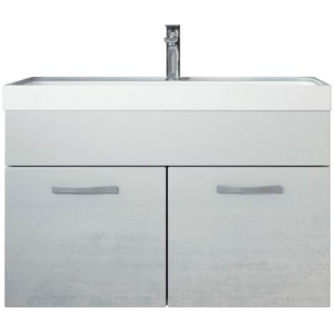 Meuble de salle de bain Paso 01 80 x 40 cm lavabo Noir Brillant – Armoire de rangement - Noir brillant