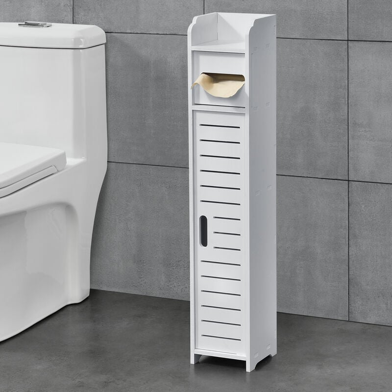 [en.casa] - Meuble de Salle de Bain Placard Stylé Meuble de Rangement avec Dérouleur de Papier Toilette Porte-Rouleau Bois Composite 80 x 15 x 15 cm