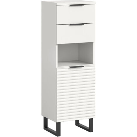 Meuble de salle de bain porte + tiroirs 35x110cm blanc et noir - JERBA