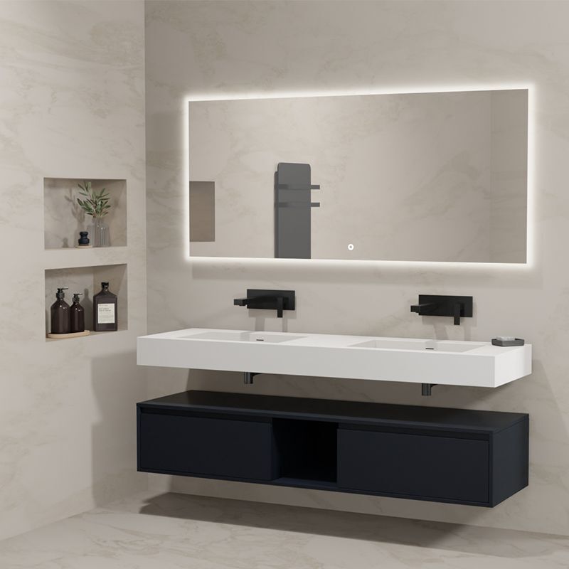 Distribain - Meuble de salle de bain romanza 1600 Noir (sans miroir)