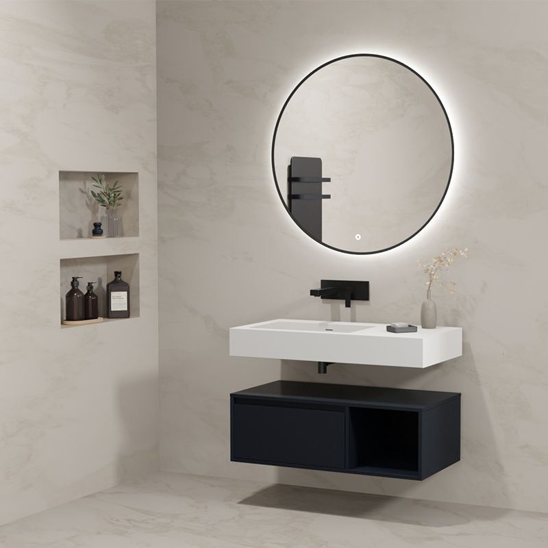 Distribain - Meuble de salle de bain romanza 900 Noir (sans miroir)