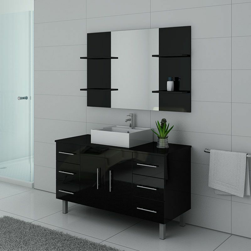  Meuble  de  salle  de  bain  simple  vasque  sur pieds TURIN Noir 