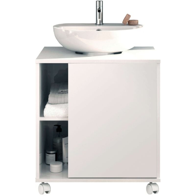 Meuble de salle de bain Sintra Glossy White 1 Door Toilet Washbasin Pedestal Modern Style Furniture 64x59x45 cm