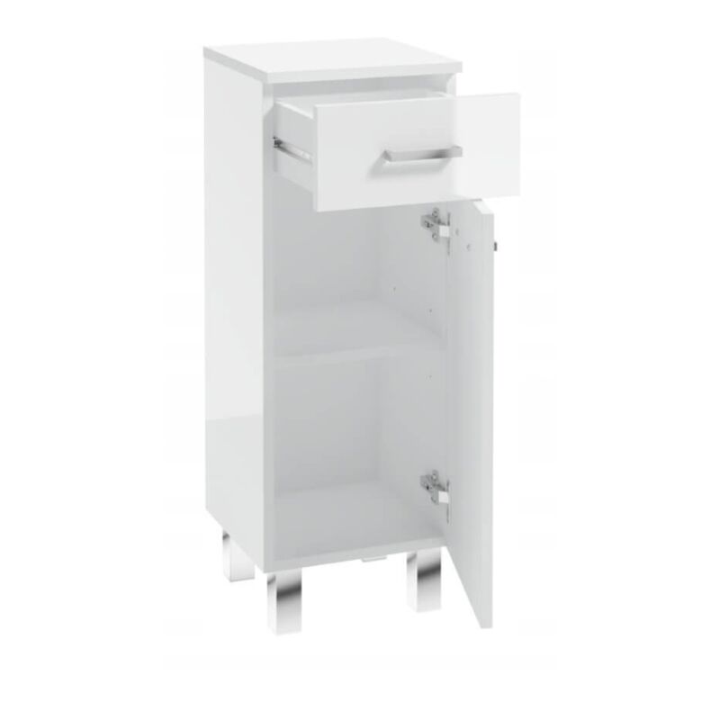 Meuble de salle de bain sur pied 85x30 cm étroit blanc brillant Mea