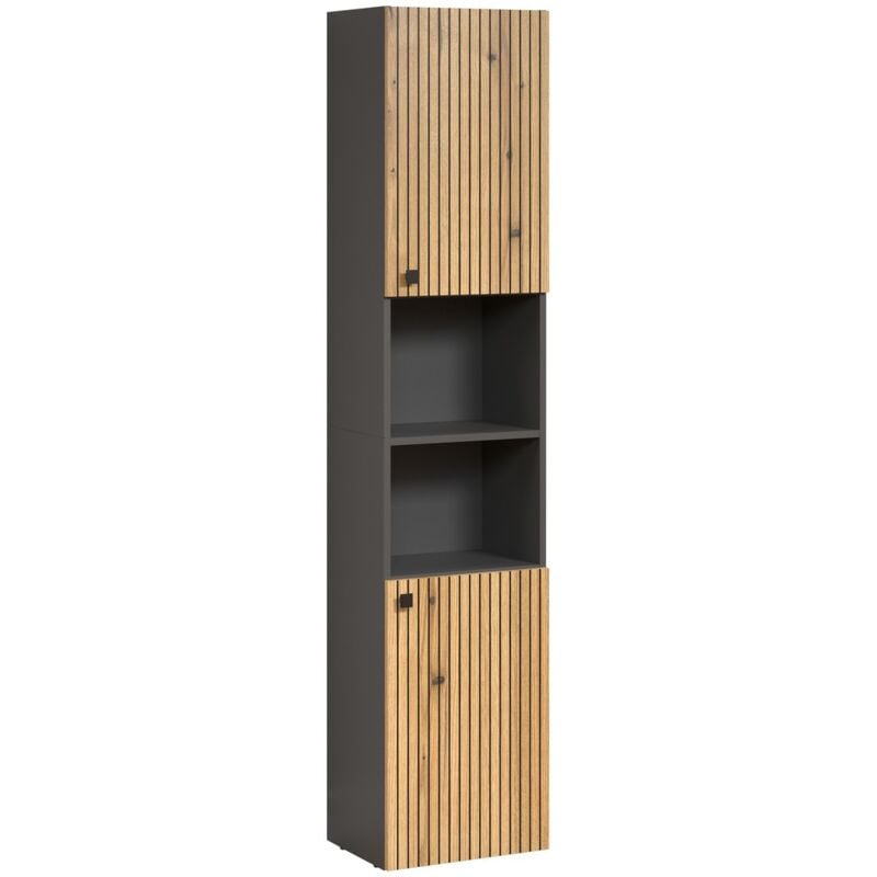 Meuble de Salle de Bain sur Pied Pure, Panneau Aggloméré Mélaminé, Anthracite, Marron, 40x186x31 cm