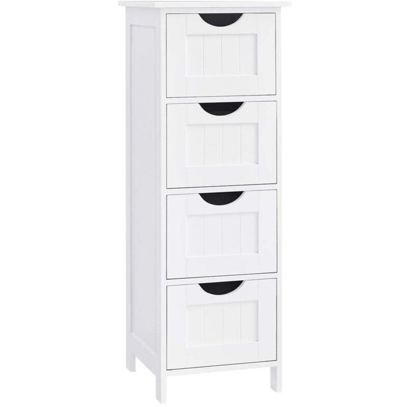 Meuble de salle de bain sur pieds meuble de rangement avec 4 tiroirs 30 x 30 x 82 cm pour salon cuisine et couloir blanc Meuble de salle de bain sur pieds meuble de rangement avec 4 tiroirs 30 x 30 x 82 cm pour salon cuisine et couloir blanc